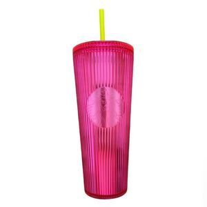 Starbucks Summer 2023 Pleated Magenta 24oz Cold Cup Pink Tumbler